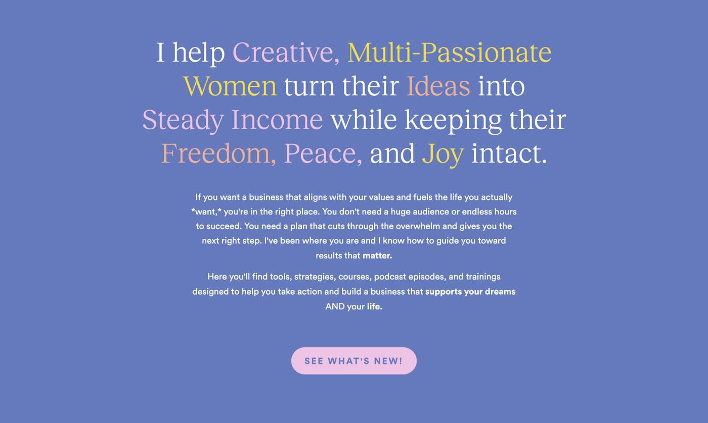 Build — I help Creative, Multi-Passionate Women…