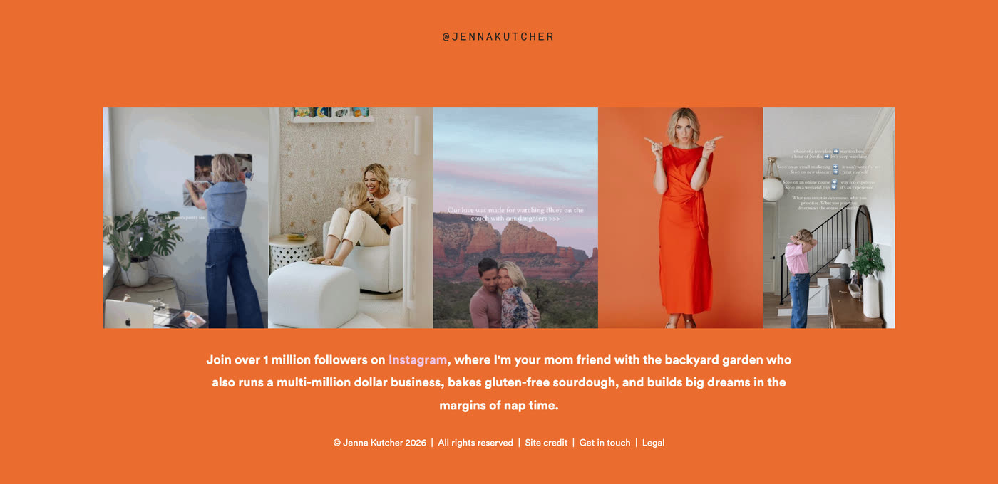Build — Instagram strip + caption + copyright